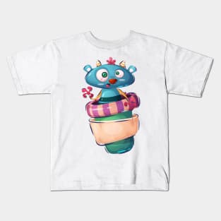 Funny cute Halloween monster cartoon Kids T-Shirt